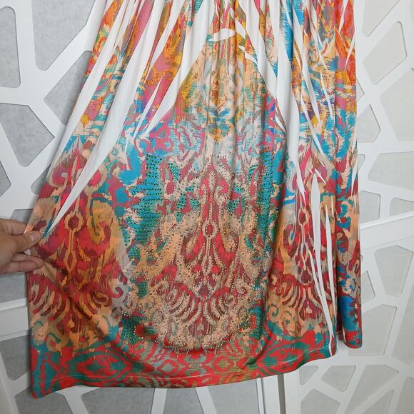 Rouge Y2K Multi Color Rhinestone Strapless Mini Dress Womens LG McBling Abstract - Picture 2 of 9